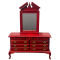 Dolls House Mahogany Queen Ann Dressing Table Bedroom Furniture Chest & Mirror