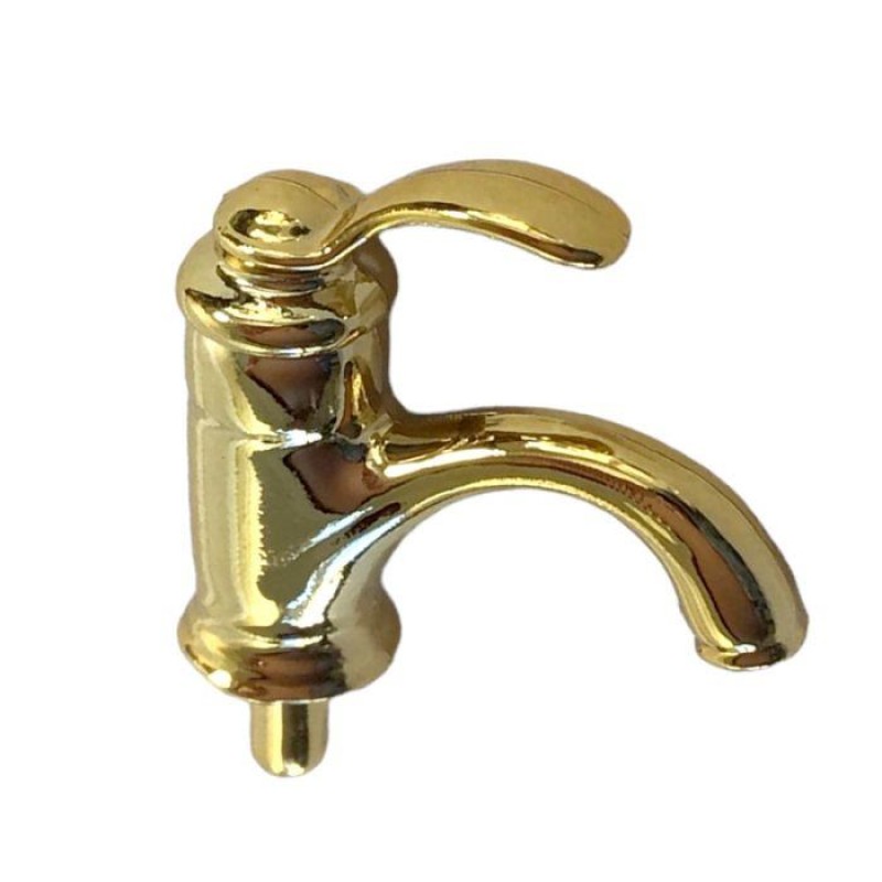 Dolls House Gold Basin Mixer Tap Lever Handle Modern Bathroom Kitchen Accessory