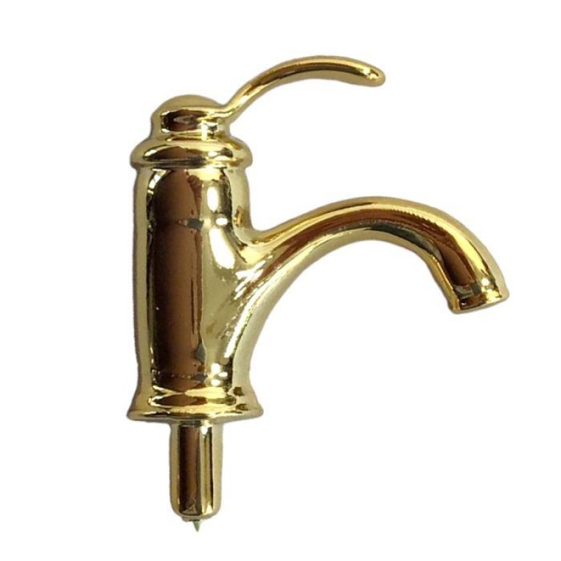 Dolls House Gold Basin Mixer Tap Lever Handle Modern Bathroom Kitchen Accessory