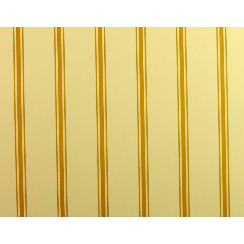 Dolls House Miniature Print 1:12 Gold Cream Regency Stripe Wallpaper