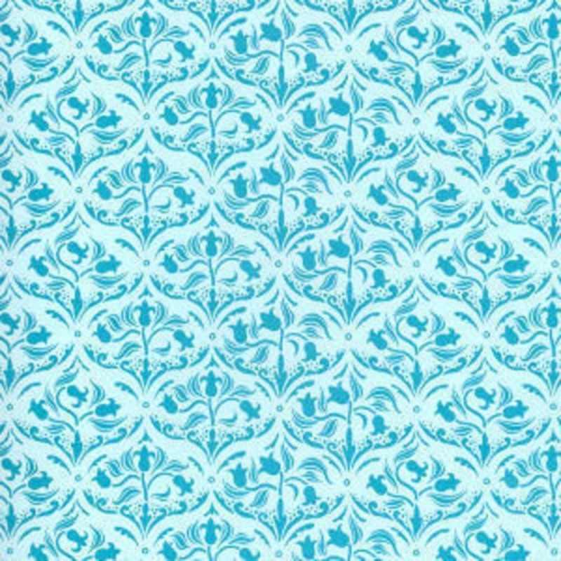 Dolls House Nouveau Turquoise Arabesque Tulip Miniature Wallpaper