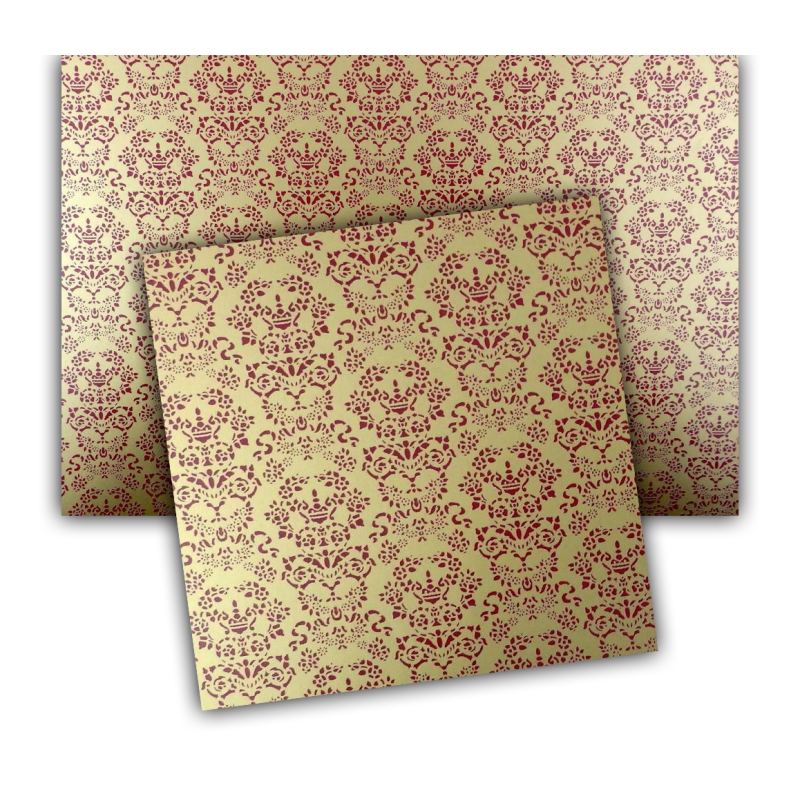 Dolls House Renaissance Red on Gold Miniature Print 1:12 Wallpaper