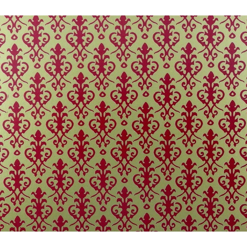 Dolls House Victorian Red on Gold Miniature Print 1:12 Wallpaper