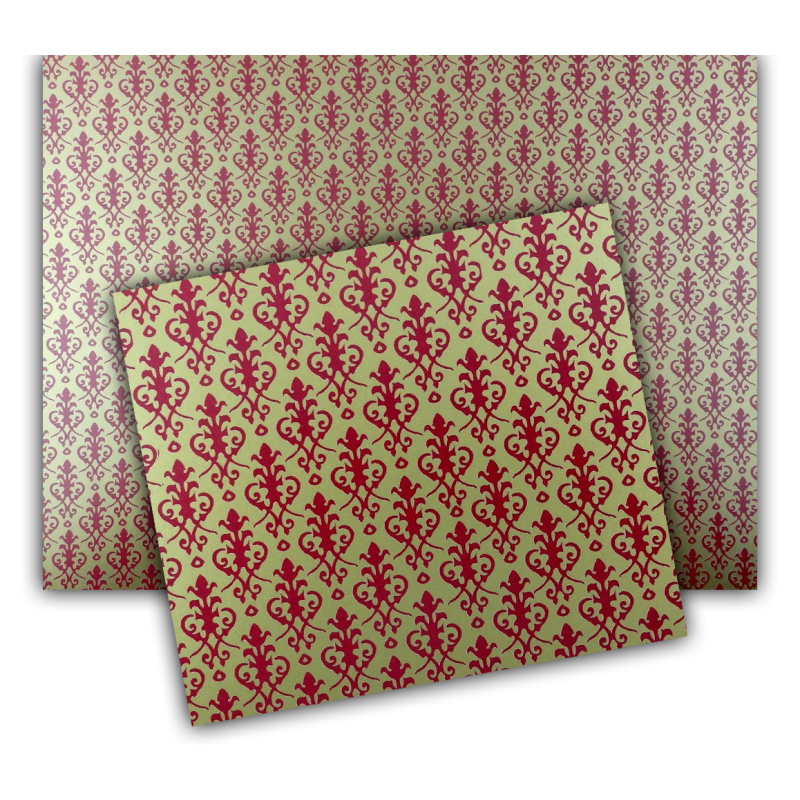 Dolls House Victorian Red on Gold Miniature Print 1:12 Wallpaper