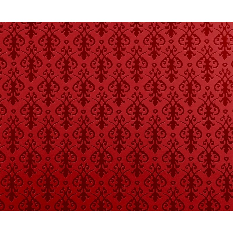 Dolls House Miniature Print Victorian Red on Red Arabesque Wallpaper