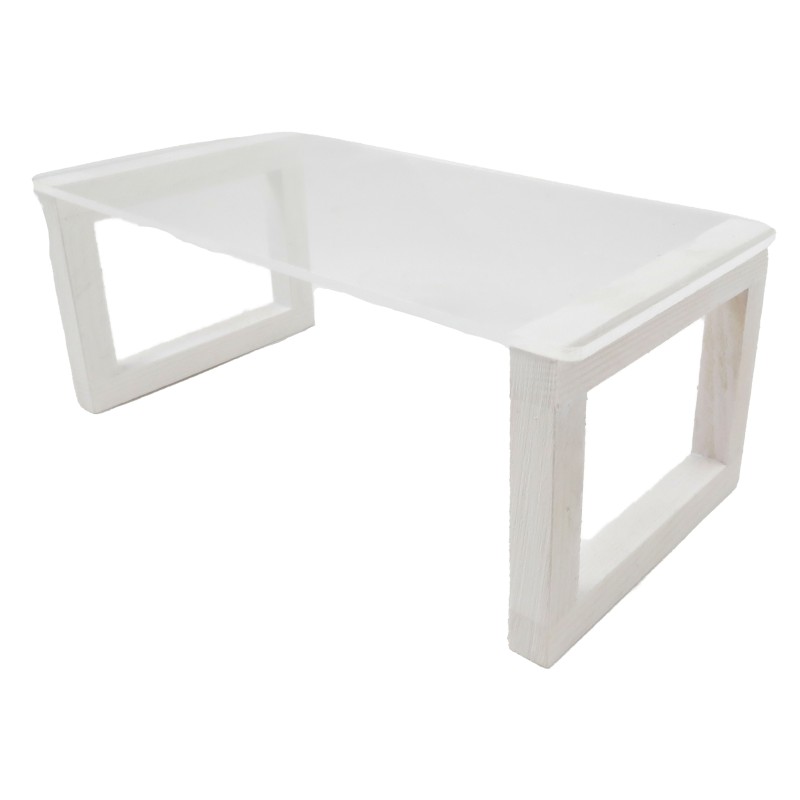 Dolls House Clear Rectangular Table Square White Legs Miniature Modern Furniture