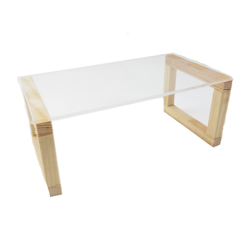 Dolls House Clear Rectangular Table Square Bare Legs Miniature Modern Furniture