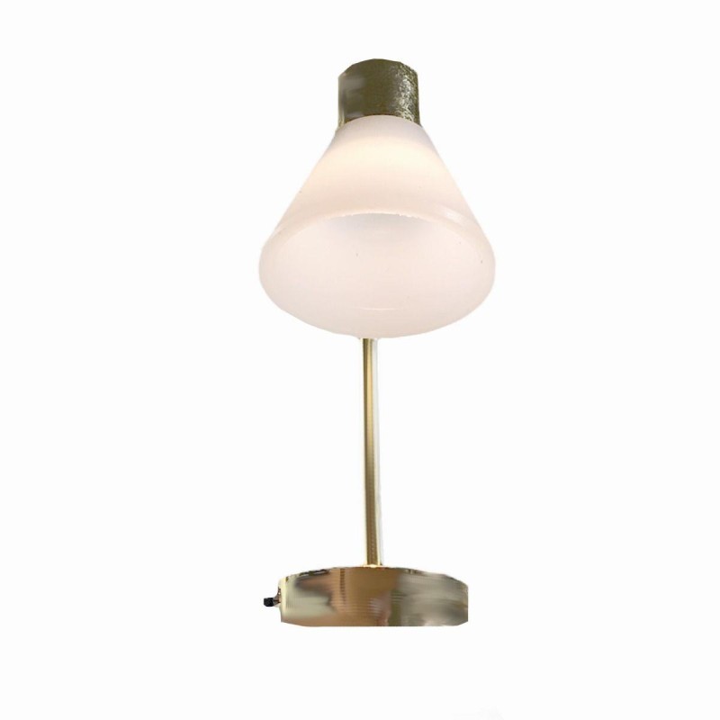 Dolls House Gold Desk Table Lamp Modern Light Miniature LED Battery Lighting