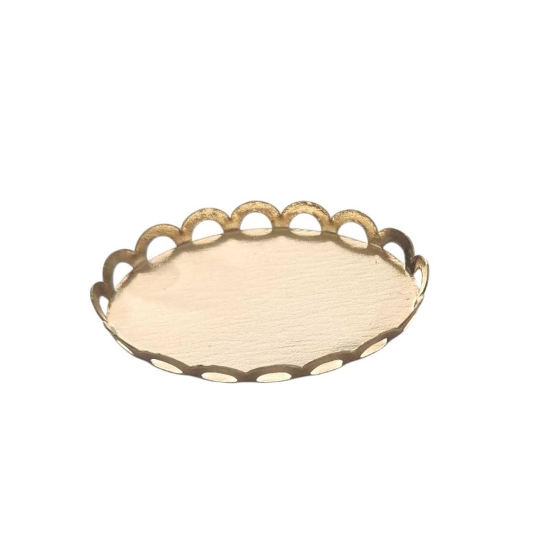 Dolls House Decorative Gold Tray Oval Display for Coffee Tables 1:12 Accessory