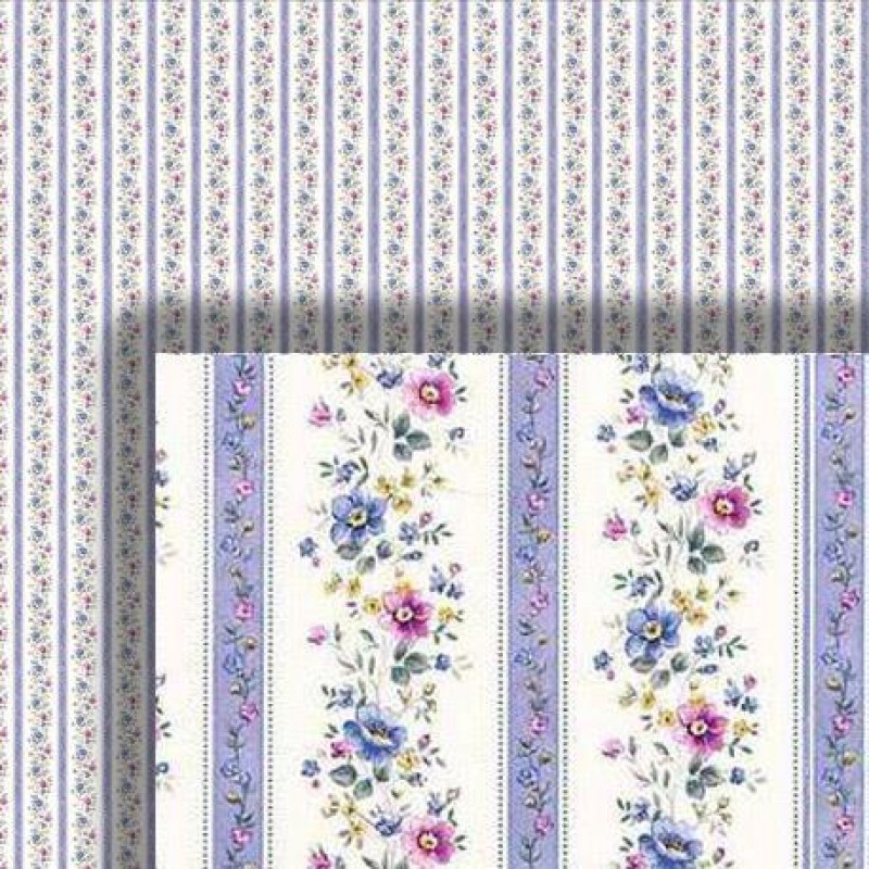 Dolls House Wallpaper Victorian Floral Stripe 1/2 inch 1:24 Miniature Print 596