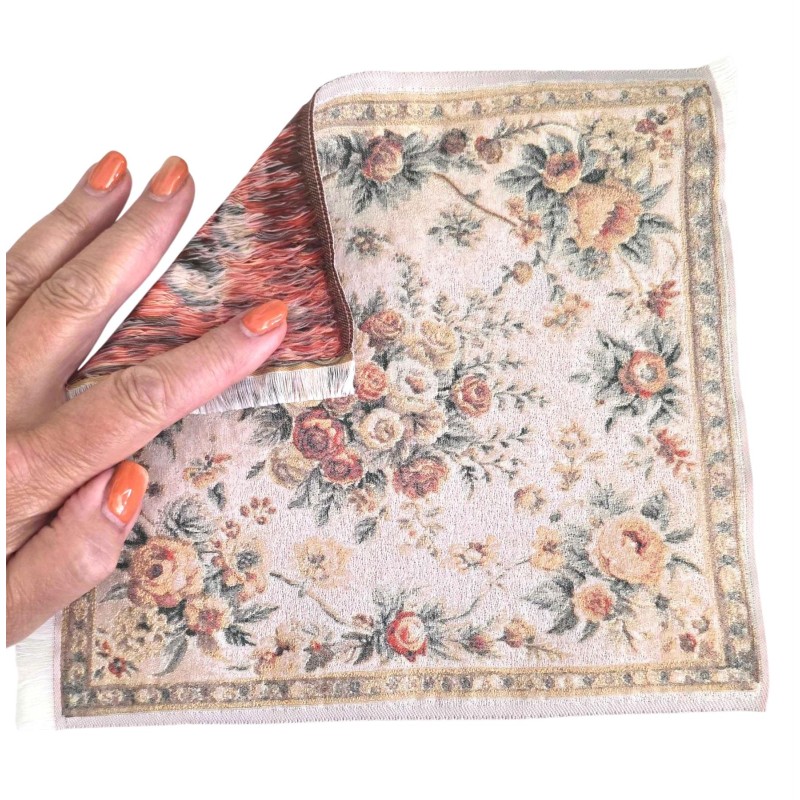Dolls House Square Area Rug Apricot Blush French Jacquard Carpet Lge Dolls House Square Area Rug Apricot Blush French Jacquard Carpet Lge