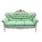 Dolls House Sofa White Green Settee Louis XV Rococo Baroque JBM Furniture 1:12