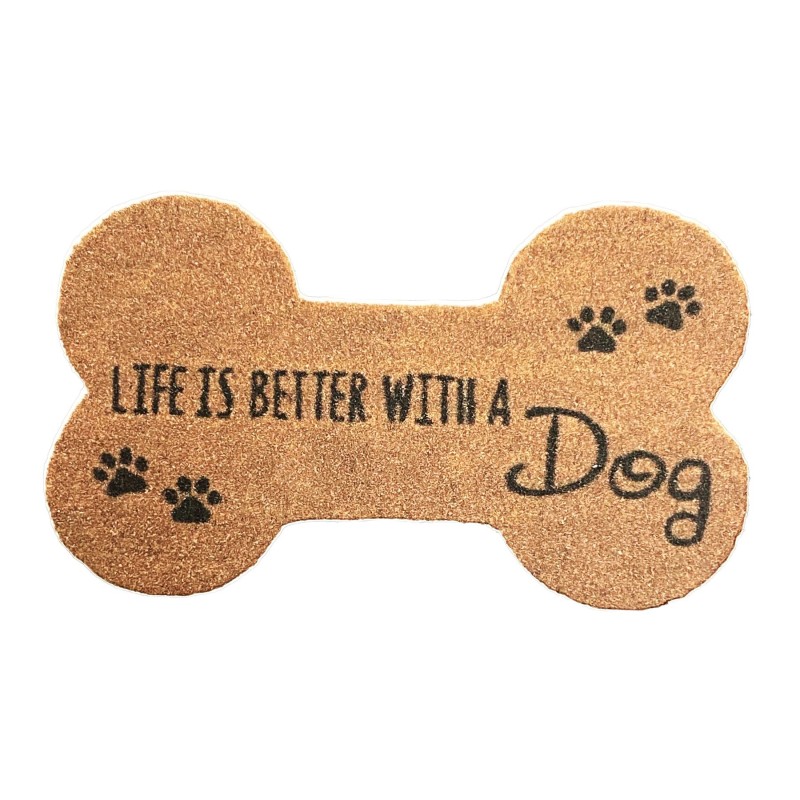 Dolls House Life Is Better Dog Bone Door Mat Welcome Porch Rug 1:12 Printed Card