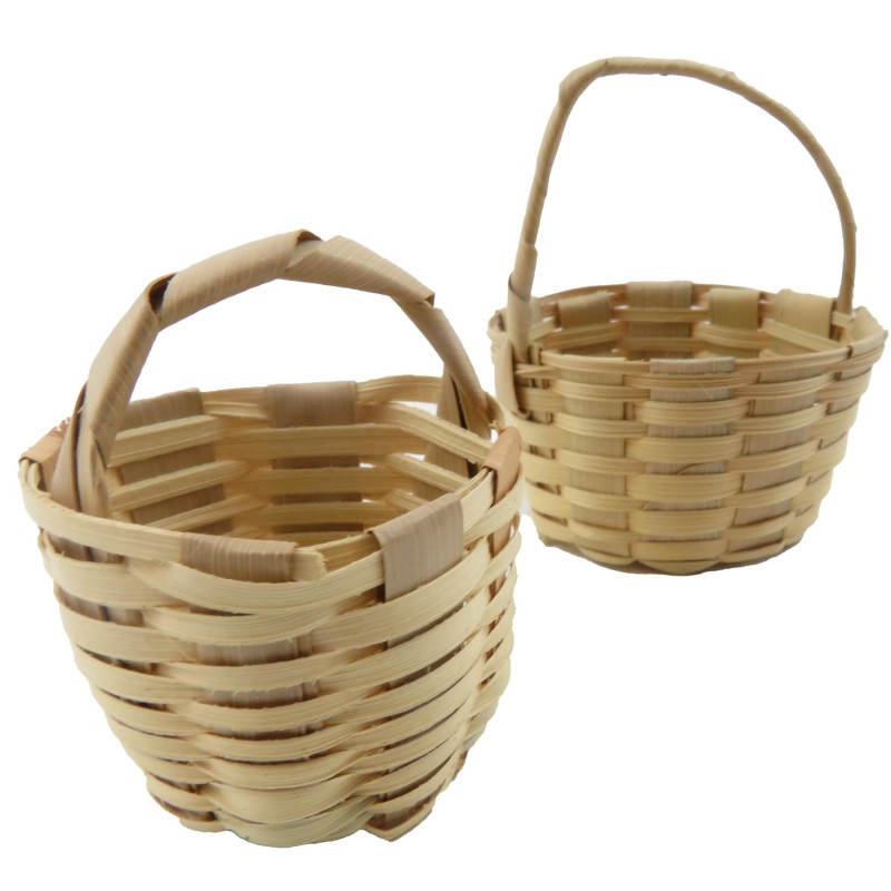 Dolls House Pioneer Palm Leaf Woven Baskets Country Store Shop Garden Accessory
