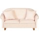 Dolls House Pink Classic 2 Seater Sofa & Cushions Modern Living Room Furniture