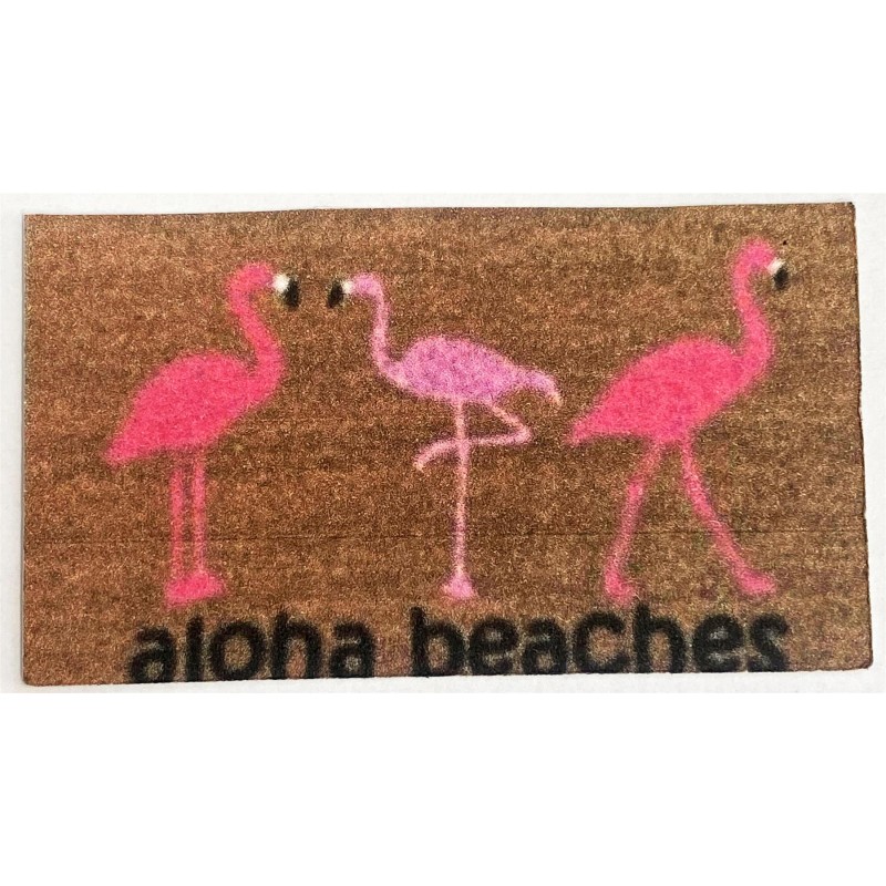 Dolls House Door Mat Aloha Flamingo Welcome Porch Hall Outdoor Step Accessory Printed Card