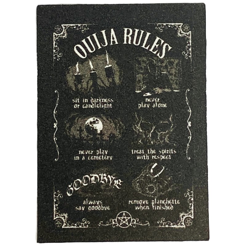 Dolls House Ouija Board Rules Halloween Spirit Poster Sign 1:12 Printed Card