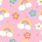 Dolls House Wallpaper Cute Flower Rainbow Design