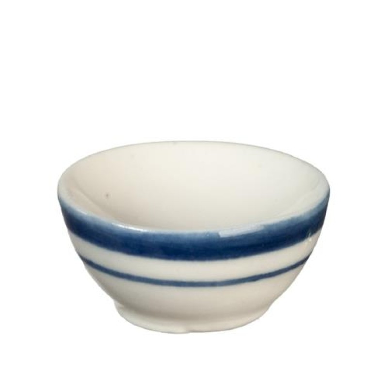 Dolls House Bowl Blue & White Ceramic Tableware Dining Room Accessory Miniature