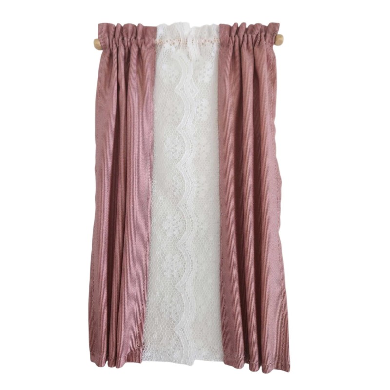 Dolls House Curtains Pink Drapes White Net Modern Miniature Window Accessory Dolls House Curtains Pink Drapes White Net Modern Miniature Window Accessory