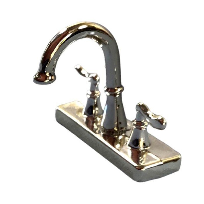 Dolls House Silver Mixer Tap Belfast Faucet Farmhouse Bathroom Kitchen Accessory