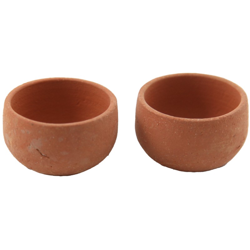 Dolls House 2 Round Drum Terracotta Plant Pot Planters Garden Outdoor Accessory