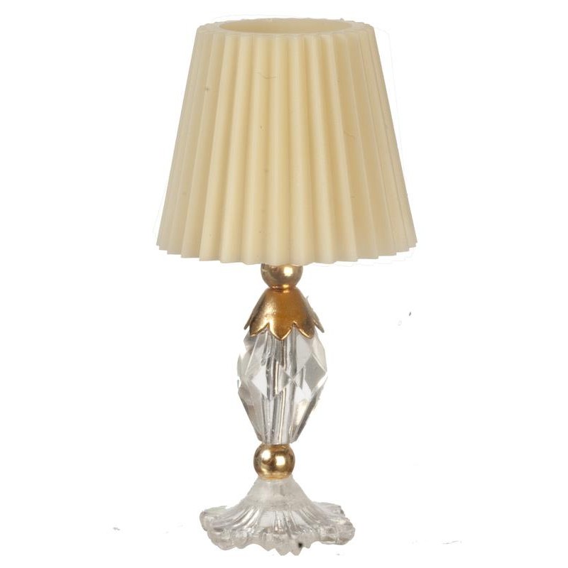 Dolls House Chrystal Table Lamp with Gold Shade Chrysnbon Accessory Plastic 1:12
