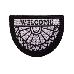 Dolls House Welcome Door Mat 1:24 Scale Half Moon Silver & Black Design