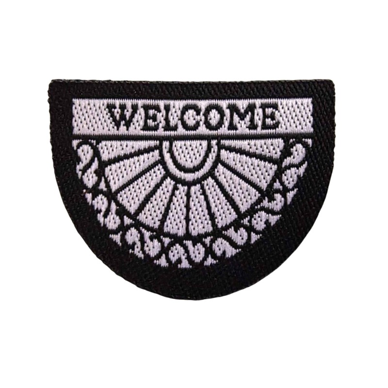 Dolls House Welcome Door Mat 1:24 Scale Half Moon Silver & Black Design