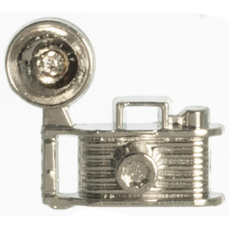 Dolls House Old Fashioned Camera with Flash Silver Miniature Accessory 1:12