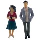 Dolls House Man in Jacket & Lady in Skirt 1:24 Half Inch People Painted Figures