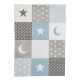 Dolls House Rug Blue Grey Moon & Stars Modern Nursery Accessory Printed Card