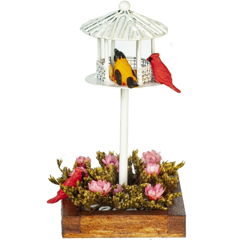 Dolls House Bird Feeder Feeding Table Wooden Flower Planter Pet Garden Accessory