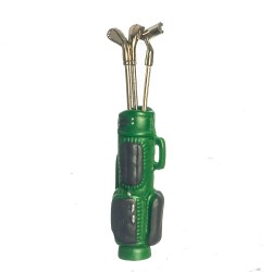 Dolls House Golf Caddy & Clubs Outdoor Sports Set Game Green Bag Accessory