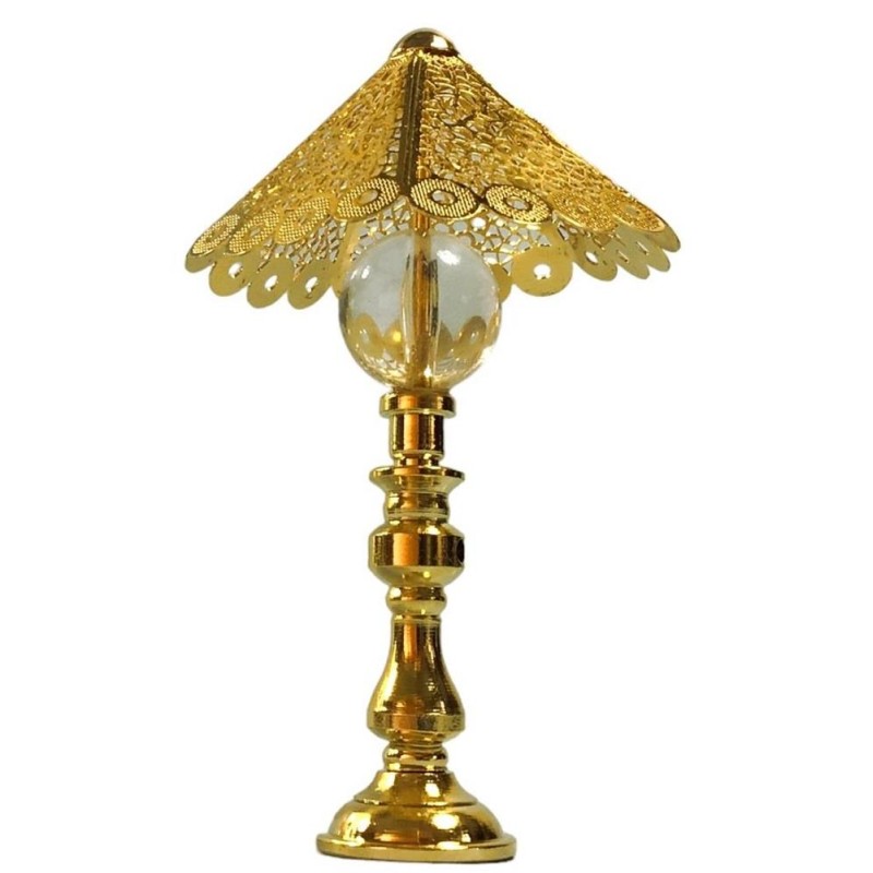 Dolls House Gold Filigree Table Lamp Modern Non Working Light 1:12 Accessory