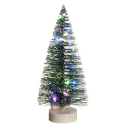 Dolls House Snowy Christmas Tree with 24 Coloured Blinking Twinkling LED Lights