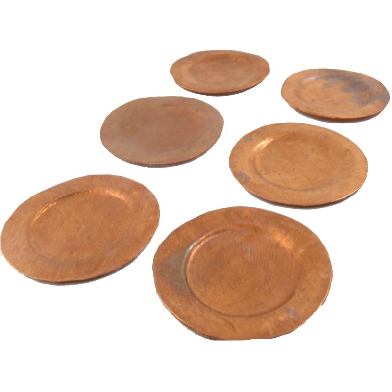 Dolls House Pioneer Copper Charger Plates Tableware Campsite Wagon Accessory