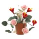 Dolls House Pink Red Trailing Flowers in Terracotta Plant Pot Garden Accessory
