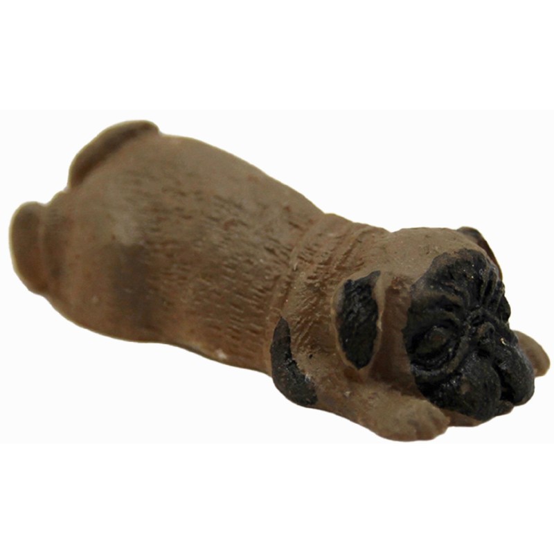 Dolls House Brown Pug Sleeping Lying Down Pet Dog 1:12 Scale Animal Accessory