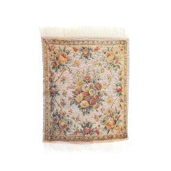 Dolls House Tapestry Rug Woven Floral Miniature Wall or Floor Accessory Small
