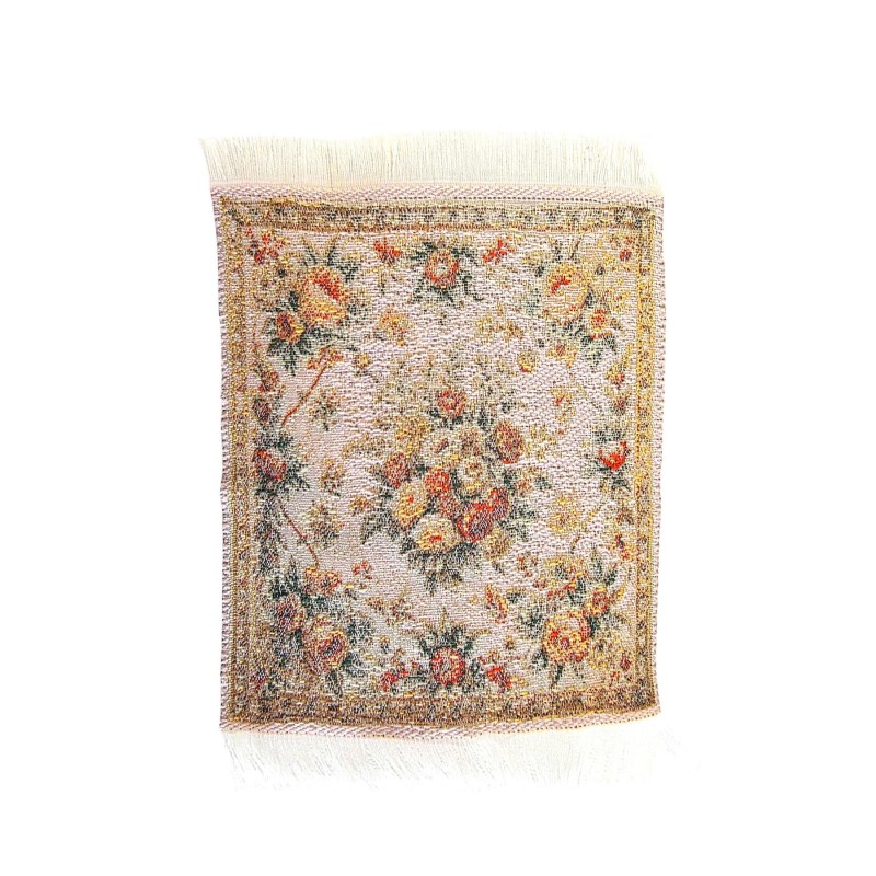 Dolls House Tapestry Rug Woven Floral Miniature Wall or Floor Accessory Small
