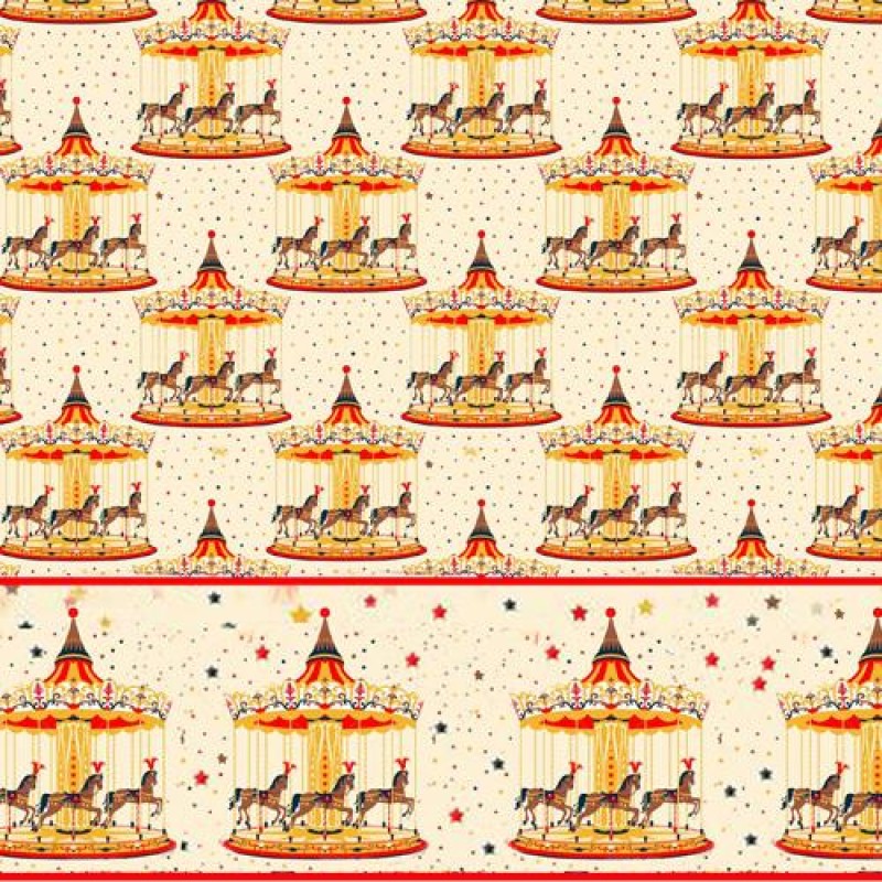 Dolls House Wallpaper Merry Go Round w Frieze 1:24 Nursery 1/2in Miniature Print