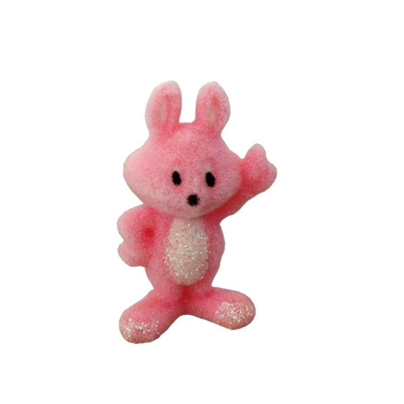 Dolls House Pink Rabbit Ornament Flocked Toy Shop Store Nursery Accessory 1:12