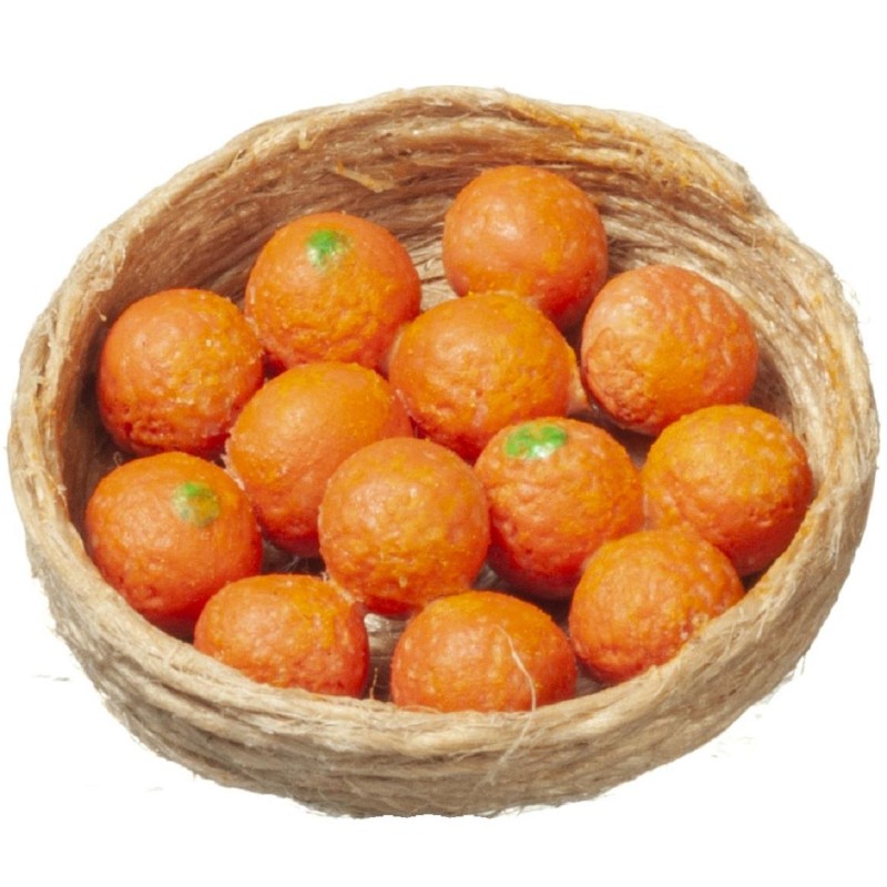 Dolls House Tangerines Oranges Woven Basket Fruit Shop Store Kitchen Accessory