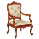 Dolls House Walnut Louis XV Rococo Armchair Miniature JBM Living Room Furniture