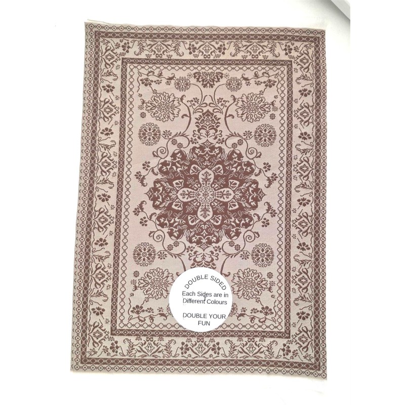 Dolls House Rectangular Rug Traditional Brown Floral Design Carpet Large Dolls House Rectangular Rug Traditional Brown Floral Design Carpet Large