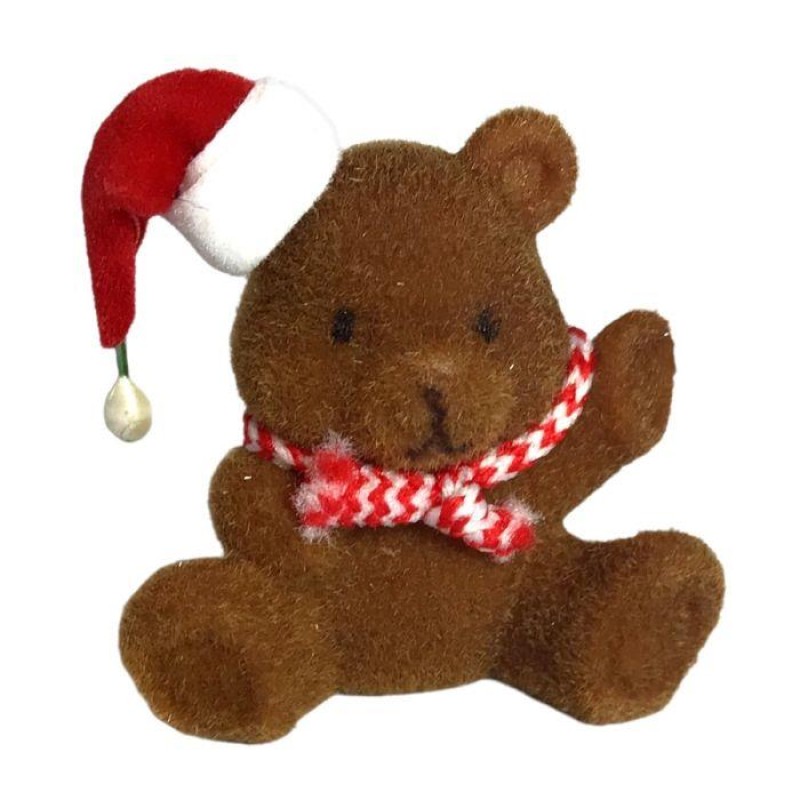 Dolls House Brown Flock Christmas Teddy Bear 1:12 Toy Shop Nursery Accessory