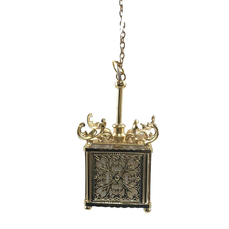 Dolls House Oriental Lantern Gold Filigree Hanging Electric Ceiling Light 12V