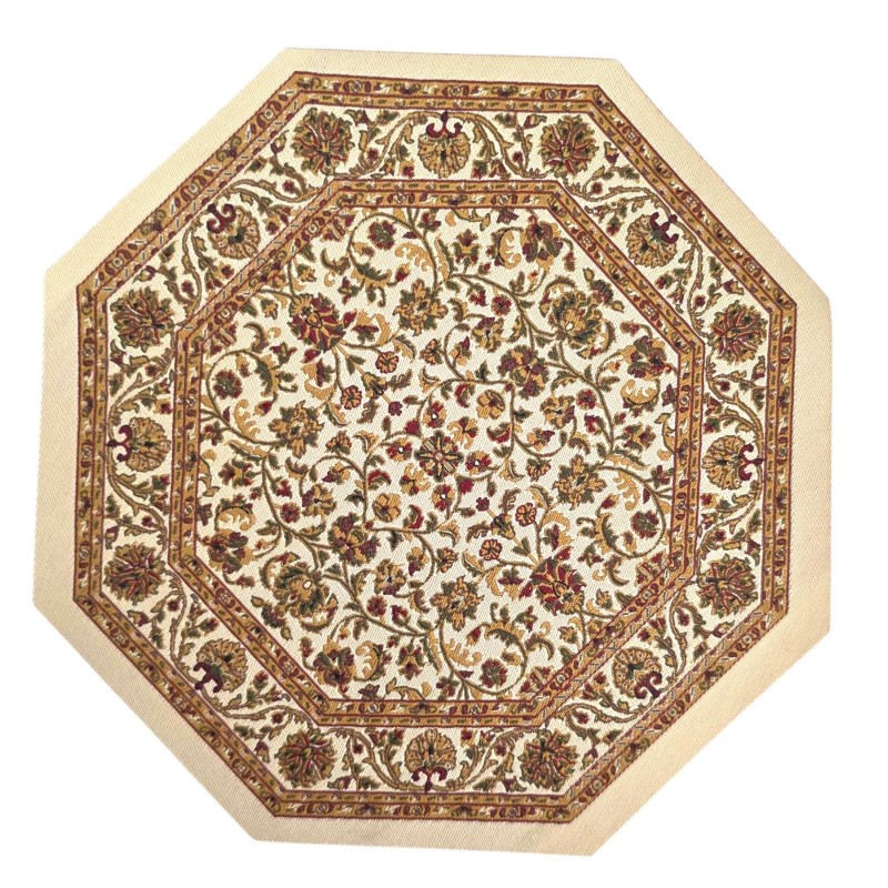 Dolls House Area Rug Traditional Octagonal Beige Gold Floral Carpet Lge Dolls House Area Rug Traditional Octagonal Beige Gold Floral Carpet Lge