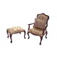 Dolls House Armchair & Footstool Mahogany & Gold Victorian Living Room Furniture
